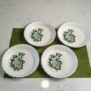 Set of 4 W.S. George Floral Gold Scallop Rim Bowls